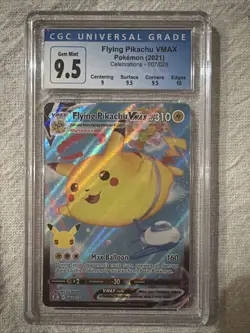 2021 POKEMON CELEBRATIONS #007 FULL ART/FLYING PIKACHU VMAX PSA CGC 10 Gem Mint - Image 1