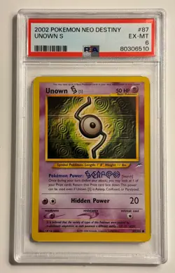 2002 Pokemon Neo Destiny # 87 Unown S PSA 6 EX-MT - Image 1