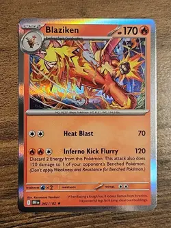 Blaziken 042/182 Holo Rare NM Pokemon SV Destined Rivals Pack Fresh Clean Card - Image 1
