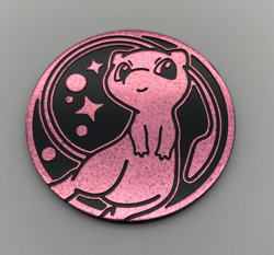 Pokemon Trading Card Game TCG Pink Holographic Mew Plastic Coin Token - Image 1