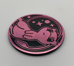 Pokemon Trading Card Game TCG Pink Holographic Mew Plastic Coin Token - Image 3