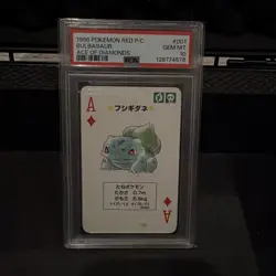 Pokemon Red Bulbasaur Ace of Diamonds Playing Poker Card 1996 PSA 10 GEM MINT - Image 1