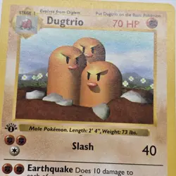 Near Mint | 1st Edition Base Set Shadowless | Dugtrio 19/102 | Pokemon Card - Image 1
