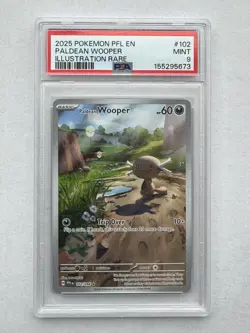2025 POKEMON PHANTASMAL FLAMES 102 PALDEAN WOOPER ILLUSTRATION RARE - PSA 9 - Image 1