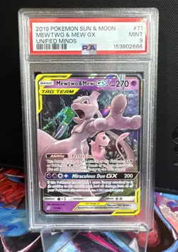 2019 Pokemon Mewtwo & Mew GX Unified Minds Full Art #71 PSA 9 Mint - Image 1