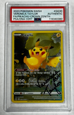 Pikachu Crown Zenith Veronica Taylor -Ash- Auto PSA/DNA 2023 Pokemon #GG30 - Image 1
