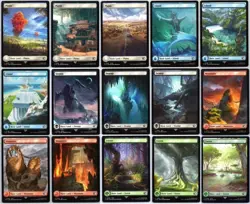 Magic Final Fantasy Basic Lands Complete Set of 15 - Full Art Land - MTG - NM - Image 1