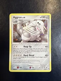 Pokemon TCG Aggron #1/123 Mysterious Treasures Cosmo Holo Rare 2007 LP - Image 1