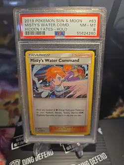 Misty's Water Command Holo 63/68 PSA 9 Sun & Moon Hidden Fates Pokemon TCG Card - Image 1