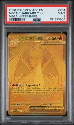 2026 Pokemon Ascended Heroes Mega Charizard Y ex Hyper Rare PSA 9 Mint #294/217 - Image 1