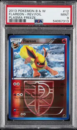 2013 POKEMON B&W PLASMA FREEZE #12 FLAREON-REVERSE FOIL PSA 9 - Image 1
