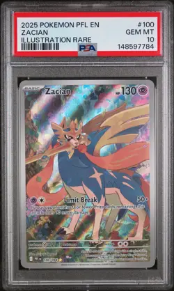 2025 POKEMON PFL EN-PHANTASMAL FLAMES ILLUSTRATION RARE #100 ZACIAN PSA 10 - Image 1