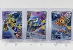 Pokemon TCG 30th First Partners Turtwig Chimchar Piplup Illustrator 3Pcs Set - Image 1