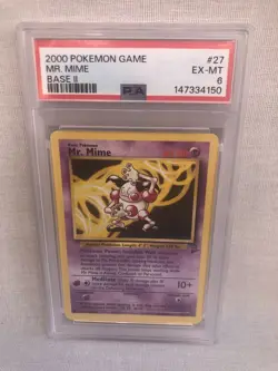PSA 6 WOTC 2000 Base Set 2 Mr. Mime 27/130 Non Holo Rare Card EX-MT - Image 1