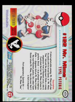 Pokemon Card - Mr. Mime Topps TV Animation Edition 122 Blue Logo - Image 2