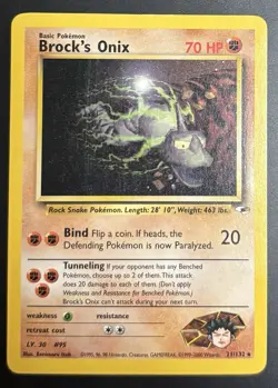 Pokemon Brock's Onix Pokemon Gym Heroes 21/132 Rare Card TCG non-holo - Image 1