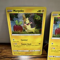 Pokemon TCG Morpeko SWSH031 Card Lot 4x Basic Thunder Shock Holo - Image 2