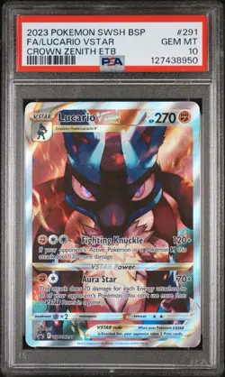 Pokemon TCG Lucario VSTAR SWSH291 Full Art Holo Black Star Promo PSA 10 - Image 1