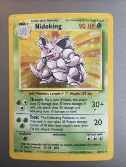 Nidoking - 11/102 - Holo Rare - Base Set - Pokemon - Vintage 1999 - WOTC - Image 1