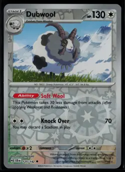 Dubwool 125/142 Uncommon Stellar Crown Pokemon Reverse Holo Near Mint - Image 1