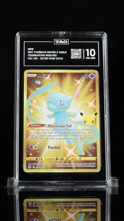 Pokemon Mew 025/025 Celebrations Full Art Secret Rare Gold Holo TAG 10 2021 - Image 1