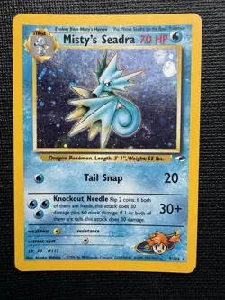 Pokemon Misty’s Seadra 9/132 Holo Rare Gym Heroes WOTC - Image 1