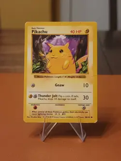 Pikachu - 58/102 - Pokemon Base Set (Shadowless) Yellow Cheeks DMG CREASED - Image 1