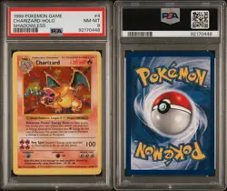 1999 Pokemon WOTC Base Set Shadowless Charizard Holo PSA 8 - Image 3