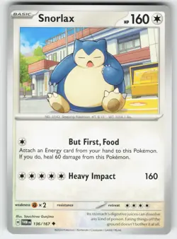 Snorlax 136/167 Uncommon Twilight Masquerade Pokemon Near Mint - Image 1