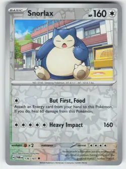 Snorlax 136/167 Uncommon Twilight Masquerade Pokemon Reverse Holo Near Mint - Image 1