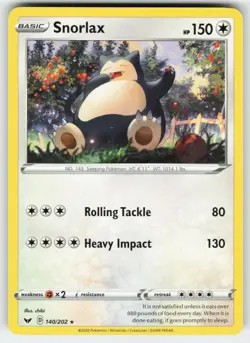 Snorlax 140/202 Rare Sword & Shield Pokemon Near Mint - Image 1