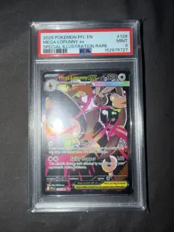 2025 Pokemon Phantasmal Flames #128 Full Art Mega Lopunny ex SIR PSA 9 Mint - Image 1