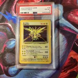 1999 Pokemon Game Zapdos Holo Rare Base Set, Unlimited, PSA 6 - Image 1