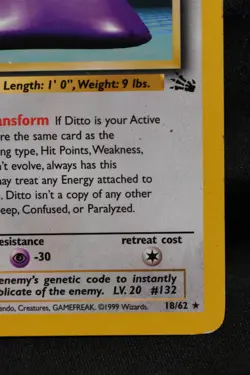 Ditto 18/62 LP Fossil Regular Rare Unlimited Pokemon TCG - Image 4