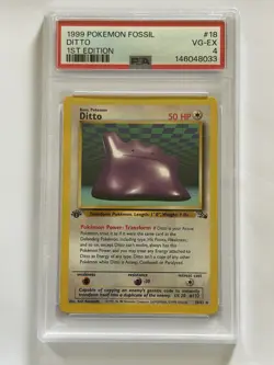 1999 Pokemon Fossil Ditto 18/62 1st Edition PSA 4 New Grade - Image 1