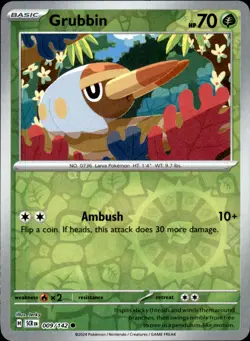 Grubbin 009/142 Reverse Holo - Pokemon SV07: Stellar Crown NM - Image 1