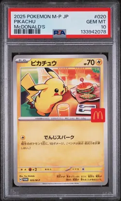 2025 POKEMON JAPANESE M-P PROMO MCDONALD'S #020 PIKACHU PSA 10 - Image 1