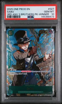 2025 ONE PIECE 3RD ANNIVERSARY TOURNAMENT 3 BROTHERS PACK WINNER SABO PSA 10 - Image 1