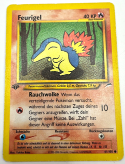 Pokemon Karte TCG Feurigel 61/105 1.Neo Destiny no Holo Vintage Deutsch LP - Image 1