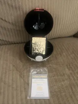 1999 Burger Limited-Edition Pokemon Trading Card 23K Gold-Plated Mewtwo - Image 1