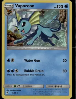 Vaporeon Holo Rare Hidden Fates 18/68 Water Holo Pokemon Card - Image 1