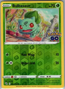 Bulbasaur 001/078 Reverse Holo Pokemon GO - Pokemon Card - NM - Image 1