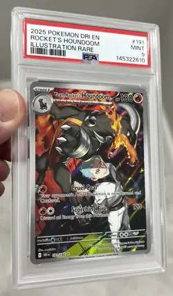 Pokemon Destined Rivals Team Rockets Houndoom 191/182 Illustration Rare PSA 9 - Image 5