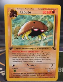 Pokemon TCG Kabuto Fossil 1st Edition Common Card 50/62 Regular NM / LP - Image 1