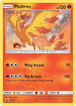 Moltres - SM143 - Hidden Fates Near Mint Pokemon TCG - Image 1