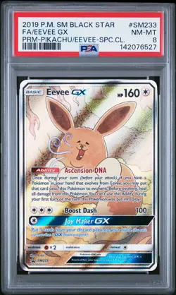 2019 POKEMON SM BLACK STAR PROMO #SM233 FULL ART/EEVEE GX PSA 8 - Image 1