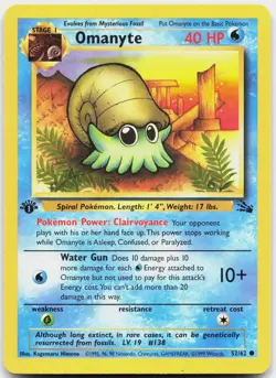 Omanyte 52/62 Common Fossil Pokemon 1st Edition Lightly Played - Image 1