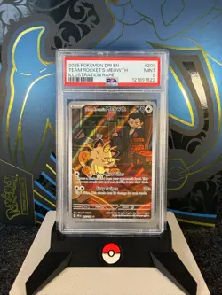 Team Rocket's Meowth #203/182 PSA 9 - 2025 Pokemon SV Destined Rivals DRI EN - Image 1