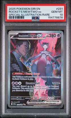 Pokemon 2025 Team Rocket's Mewtwo ex 231/182 SIR Destined Rivals GEM MINT PSA 10 - Image 1