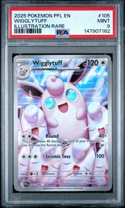 2025 POKEMON PFL EN-PHANTASMAL FLAMES ILLUSTRATION RARE #105 WIGGLYTUFF PSA 9 - Image 1